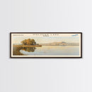 Malvern Lake Kansas Framed Canvas Print, Lake House Decor, Panoramic Wall Art, Travel Poster, Landscape Painting, Bedroom Decor
