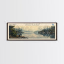 Martre Lake Framed Canvas Print, Lake House Decor, Panoramic Wall Art, Travel Poster, Landscape Painting, Bedroom Decor