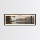Mercer Lake New Jersey Framed Canvas Print, Lake House Decor, Panoramic Wall Art, Travel Poster, Landscape Painting, Bedroom Decor
