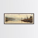 Mooselookmeguntic Lake Maine Framed Canvas Print, Lake House Decor, Panoramic Wall Art, Travel Poster, Landscape Painting, Modern Art