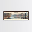 Olney Pond Rhode Island Framed Canvas Print, Lake House Decor, Panoramic Wall Art, Travel Poster, Landscape Painting, Bedroom Decor