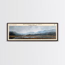 Reindeer Lake Framed Canvas Print, Lake House Decor, Wall Art, Panoramic Travel Poster, Scenic Landscape Painting, Modern Art