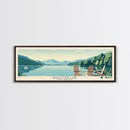 Beech Fork Lake West Virginia Framed Canvas Print, Panoramic Wall Art, Midcentury Modern, Pop Art, Travel Poster, Scenic Lake House Decor, Bedroom Art