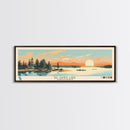 Big Sandy Lake Saskatchewan Framed Canvas Print, Panoramic Travel Poster, Midcentury Modern Wall Art, Pop Art, Lake House Decor, Nature Art