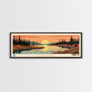 Colville Lake Northwest Territories Framed Canvas Print, Pop Art Panoramic Travel Poster, Bedroom Decor, Midcentury Modern, Wall Art, Scenic Lake House, Nature Art