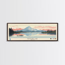 Diamond Lake Oregon Framed Canvas Print, Midcentury Modern Panoramic Wall Art, Bedroom Decor, Pop Art, Travel Poster Art, Scenic Nature Painting