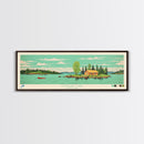Kistigan Lake Manitoba Framed Canvas Print, Panoramic Wall Art, Midcentury Modern, Pop Art, Bedroom Decor, Travel Poster, Nature Decor