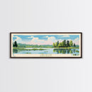 Lake Boon Massachusetts Framed Canvas Print, Panoramic Art, Midcentury Modern, Pop Art, Living Room Wall Art, Travel Poster, Lake House Decor