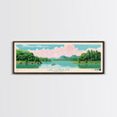 Lake Cumberland Kentucky Framed Canvas Print, Panoramic Art, Midcentury Modern, Pop Art, Living Room Wall Art, Travel Poster, Lake House Decor