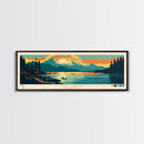 Lake Cushman Washington Framed Canvas Print, Panoramic Wall Art, Midcentury Modern, Pop Art, Bedroom Decor, Travel Poster, Living Room Art
