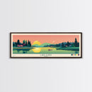 Lake Icaria Iowa Framed Canvas Print, Panoramic Wall Art, Midcentury Modern, Pop Art, Lake House Decor, Travel Poster, Bedroom Art
