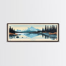 Leberge Lake, Yukon Panoramic Wall Art Framed Canvas Print, Midcentury Modern, Pop Art, Home Decor, Travel Poster, Bedroom Art