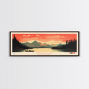 Nantahala Lake, North Carolina Framed Canvas Print, Panoramic Wall Art, Midcentury Modern, Pop Art, Home Decor, Travel Poster, Bedroom Art