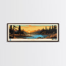 Spooner Lake, Nevada Framed Canvas Print, Lake House Decor, Midcentury Modern Art, Pop Art, Travel Poster, Bedroom Wall Art