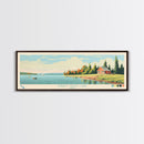 Turkey Creek Lake, Ohio Framed Canvas Print, Lake House Decor, Midcentury Modern Art, Pop Art, Travel Poster, Living Room Wall Art