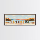 Winnisquam Lake, New Hampshire Panoramic Framed Canvas Print, Lake House Decor, Midcentury Modern Art, Pop Art, Travel Poster