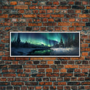 Northern lights canvas wall art Forest print Aurora Borealis Night Sky canvas Nature wall art Northern lights Landscape Framed Wall Art