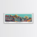 Greensboro North Carolina Travel Poster Framed Canvas Print, Panoramic Mid Century Modern Art, Pop Art Style, Wall Decor, Home Decor, Retro Style Art