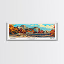 Lincoln Nebraska Panoramic Wall Art, Mid Century Modern Framed Canvas Print, Retro Pop Art Travel Poster, Home Decor