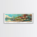 Baton Rouge Louisiana Panoramic Wall Art, Retro Pop Art Framed Canvas Print, Mid Century Modern Travel Poster, Living Room Decor, Office Art