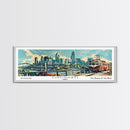 Cincinnati Ohio Panoramic Wall Art, Retro Pop Art Framed Canvas Print, Mid Century Modern Travel Poster, Living Room Decor, Wall Hanging, Office Art