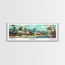 Tucson Arizona Panoramic Wall Art, Mid Century Modern Framed Canvas Print, Retro Pop Art Travel Poster, Living Room and Office Decor