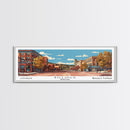 Billings Montana Panoramic Painting, Mid Century Modern Framed Canvas Print, Retro Pop Art Travel Poster, Living Room Wall Art, City Art