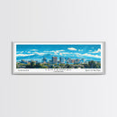 Centennial Colorado Panoramic Painting, Mid Century Modern Framed Canvas Print, Retro Pop Art Travel Poster, Office Wall Art Decor, City Art