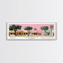 Lancaster California Panoramic Painting, Mid Century Modern Framed Canvas Print, Retro Pop Art Travel Poster, Home Decor