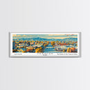Meridian Idaho Panoramic Painting, Mid Century Modern Framed Canvas Print, Retro Pop Art Travel Poster, Home Decor