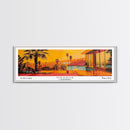 Orange California Panoramic Painting, Mid Century Modern Framed Canvas Print, Retro Pop Art Travel Poster, City Art, Office Wall Decor, Living Room Art