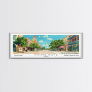 Round Rock Texas Panoramic Painting, Mid Century Modern Framed Canvas Print, Retro Pop Art Travel Poster, City Art, Office Wall Decor, Living Room Art