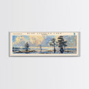Blue Cypress Lake Florida Framed Canvas Print, Lake House Art, Panoramic Scenic View, Travel Poster, Modern Decor, Lake Painting