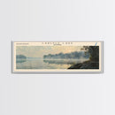 Carlyle Lake Illinois Framed Canvas Print, Lake House Decor, Panoramic Wall Art, Travel Poster, Rustic Lake Painting, Nature Art