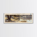 Clearwater Lake Framed Canvas Print, Lake House Art, Panoramic Travel Poster, Wide Wall Art, Modern Lake Painting, Home Decor