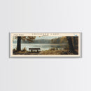 Crooked Lake Indiana Framed Canvas Print, Panoramic Lake House Decor, Wall Art, Travel Poster, Rustic Lake Painting, Nature Art