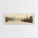 Norfork Lake Arkansas Framed Canvas Print, Lake House Decor, Panoramic Wall Art, Travel Poster, Landscape Painting, Bedroom Decor