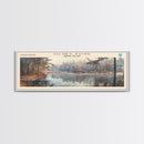 Petenwell Lake Wisconsin Framed Canvas Print, Lake House Decor, Panoramic Travel Poster, Landscape Painting, Modern Art