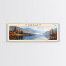 Stuart Lake Panoramic Wall Art, Framed Canvas Print, Lake House Decor, Travel Poster, Scenic Landscape Painting, Living Room Decor