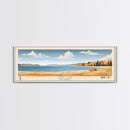Burt Lake Michigan Framed Canvas Print, Pop Art Panoramic Travel Poster, Midcentury Modern, Wall Art, Scenic Nature Painting, Bedroom Decor