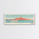 Canyon Ferry Lake Montana Framed Canvas Print, Pop Art Panoramic Travel Poster, Bedroom Decor, Midcentury Modern, Wall Art, Scenic Lake House, Nature Art