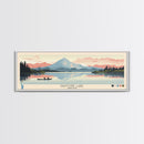Diamond Lake Oregon Framed Canvas Print, Midcentury Modern Panoramic Wall Art, Bedroom Decor, Pop Art, Travel Poster Art, Scenic Nature Painting