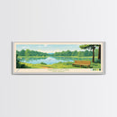 Farrington Lake New Jersey Framed Canvas Print, Panoramic Art, Midcentury Modern, Pop Art, Living Room Wall Art, Travel Poster, Nature Art, Home Decor