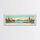 Kasba Lake Nunavut Framed Canvas Print, Panoramic Wall Art, Midcentury Modern, Pop Art, Bedroom Decor, Travel Poster, Home Decor
