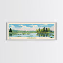 Lake Boon Massachusetts Framed Canvas Print, Panoramic Art, Midcentury Modern, Pop Art, Living Room Wall Art, Travel Poster, Lake House Decor