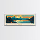 Lake Cushman Washington Framed Canvas Print, Panoramic Wall Art, Midcentury Modern, Pop Art, Bedroom Decor, Travel Poster, Living Room Art
