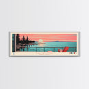 Lake Metigoshe North Dakota Framed Canvas Print, Panoramic Wall Art, Midcentury Modern, Pop Art, Living Room Decor, Travel Poster