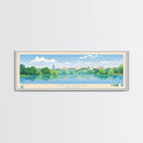 Lake of the Isles Minneapolis Framed Canvas Print, Panoramic Wall Art, Midcentury Modern, Pop Art, Living Room Decor, Travel Poster, Lake House Art