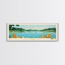 Logan Martin Lake, Alabama Panoramic Wall Art Framed Canvas Print, Midcentury Modern, Pop Art, Home Decor, Travel Poster, Bedroom Art