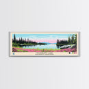 Mosquito Lake, Northwest Territories Framed Canvas Print, Panoramic Wall Art, Midcentury Modern, Pop Art, Home Decor, Travel Poster, Bedroom Art
